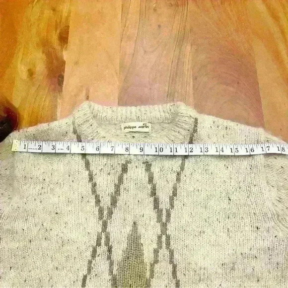 Vintage Mohair Wool blend Crew Neck Relaxed Fit Beige Sweater Jumper. - Picture 9 of 11